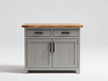 Aparadores de madera 110x45x90 cm - gris cálido y madera natural - estilo rústico para comedor con 2 puertas y 2 cajones