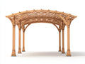 Pérgola de jardín de madera 420x320x270 cm marrón natural con techo arqueado de celosía para exterior estilo clásico
