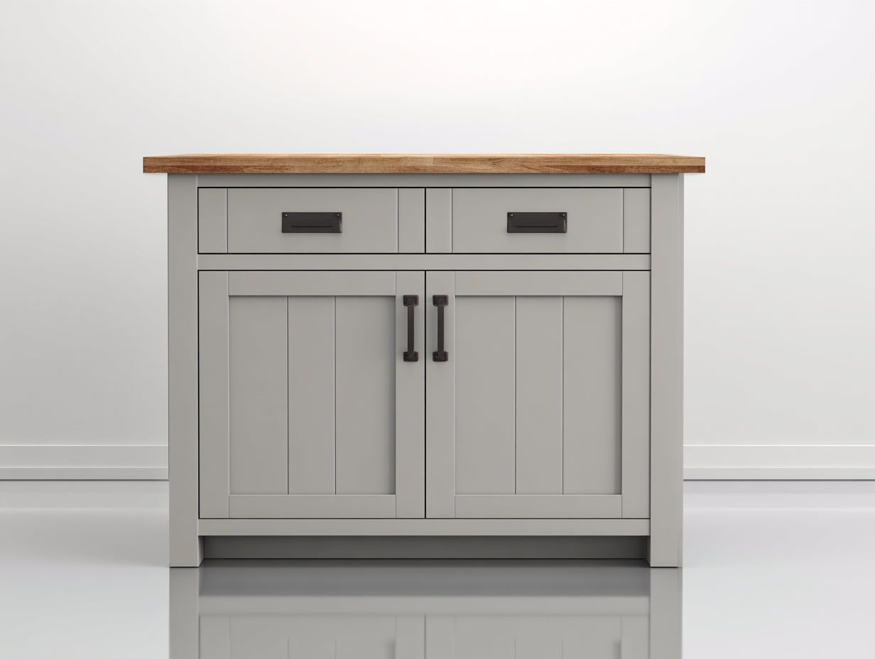 Aparadores de madera manufacturada 120x45x90 cm - Gris piedra y madera natural - Diseño rústico para comedor
