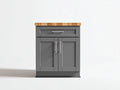 Aparadores de madera manufacturada 80x40x90 cm - Gris oscuro y madera natural - Diseño moderno para cocina