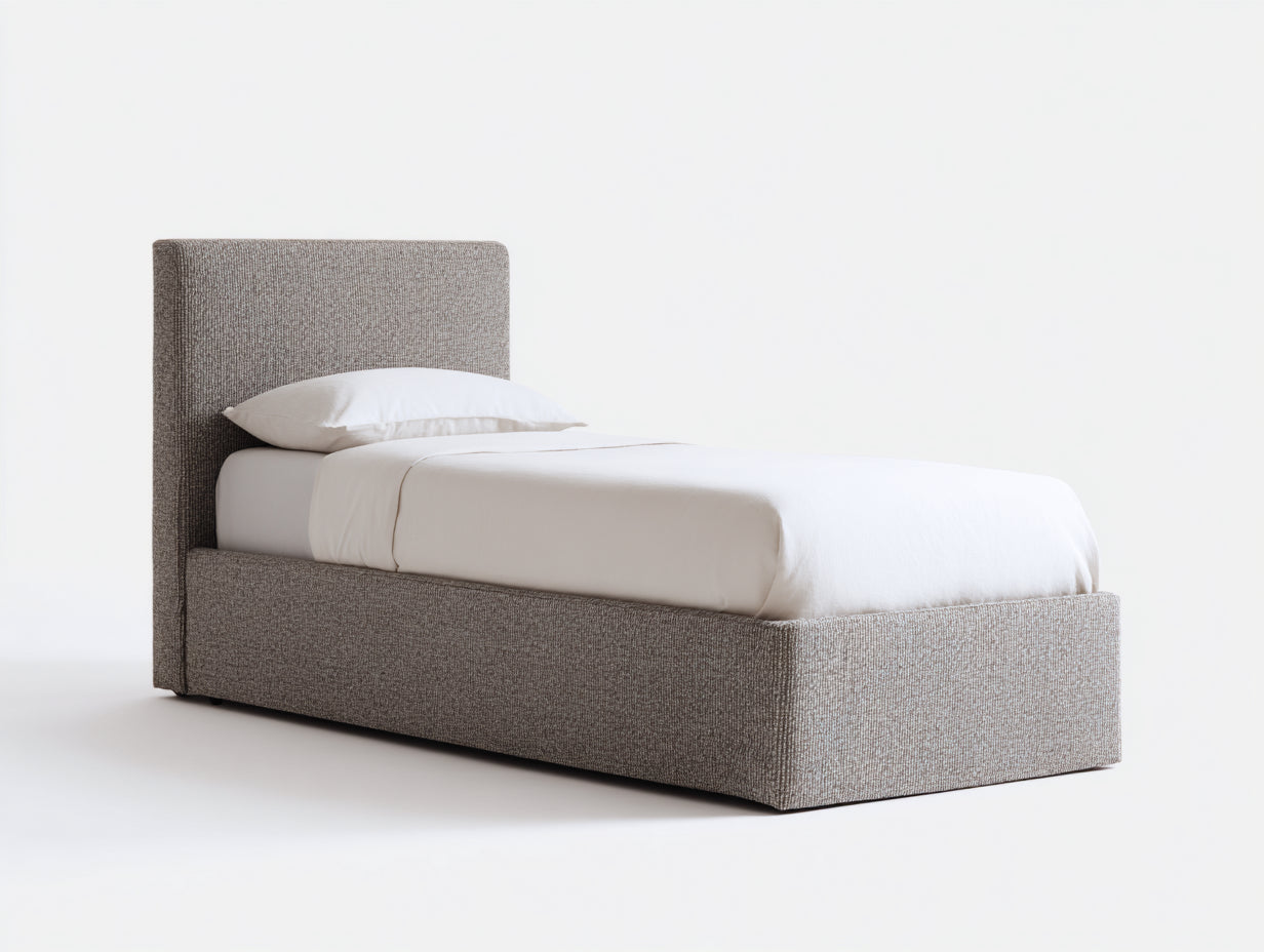 Camas individuales tapizadas 200x100x110 cm - gris topo - diseño moderno con cabecero alto