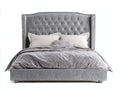 Camas dobles tapizadas 220x170x125 cm - gris - cabecero capitoné con tachuelas para dormitorio