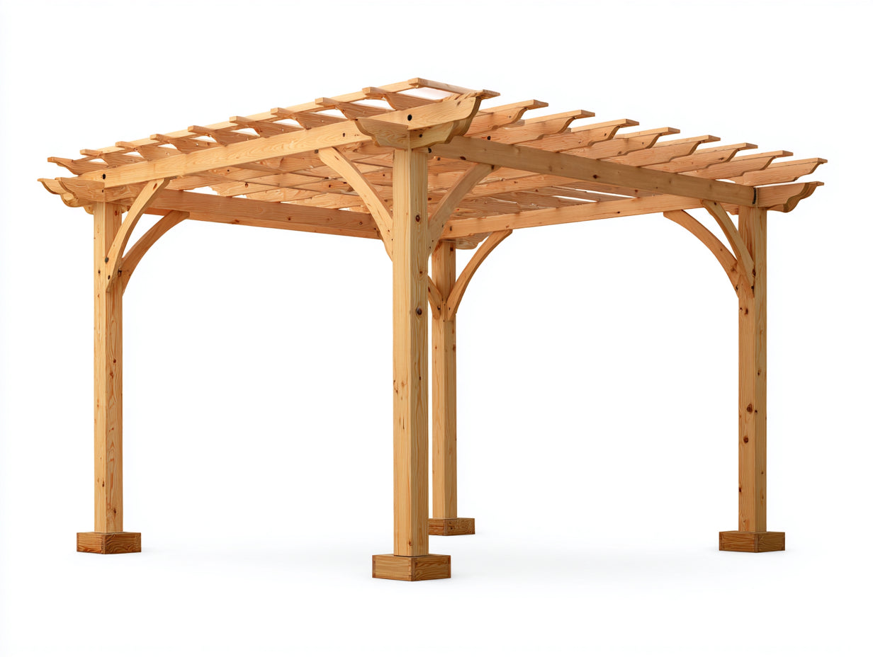 Pérgola de jardín de madera maciza de pino 320x300x245 cm - Madera natural - Techo de lamas para terraza
