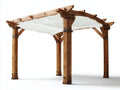 Pérgola de jardín de madera 300x300x250 cm - madera natural y blanco - cubierta de tela