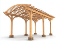 Pérgola de jardín de madera 500x300x280 cm - madera natural - estilo rústico para terraza con techo curvo de celosía