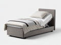 Camas individuales tapizadas en tela 205x100x95 cm - Gris topo y negro - Diseño abatible para dormitorio