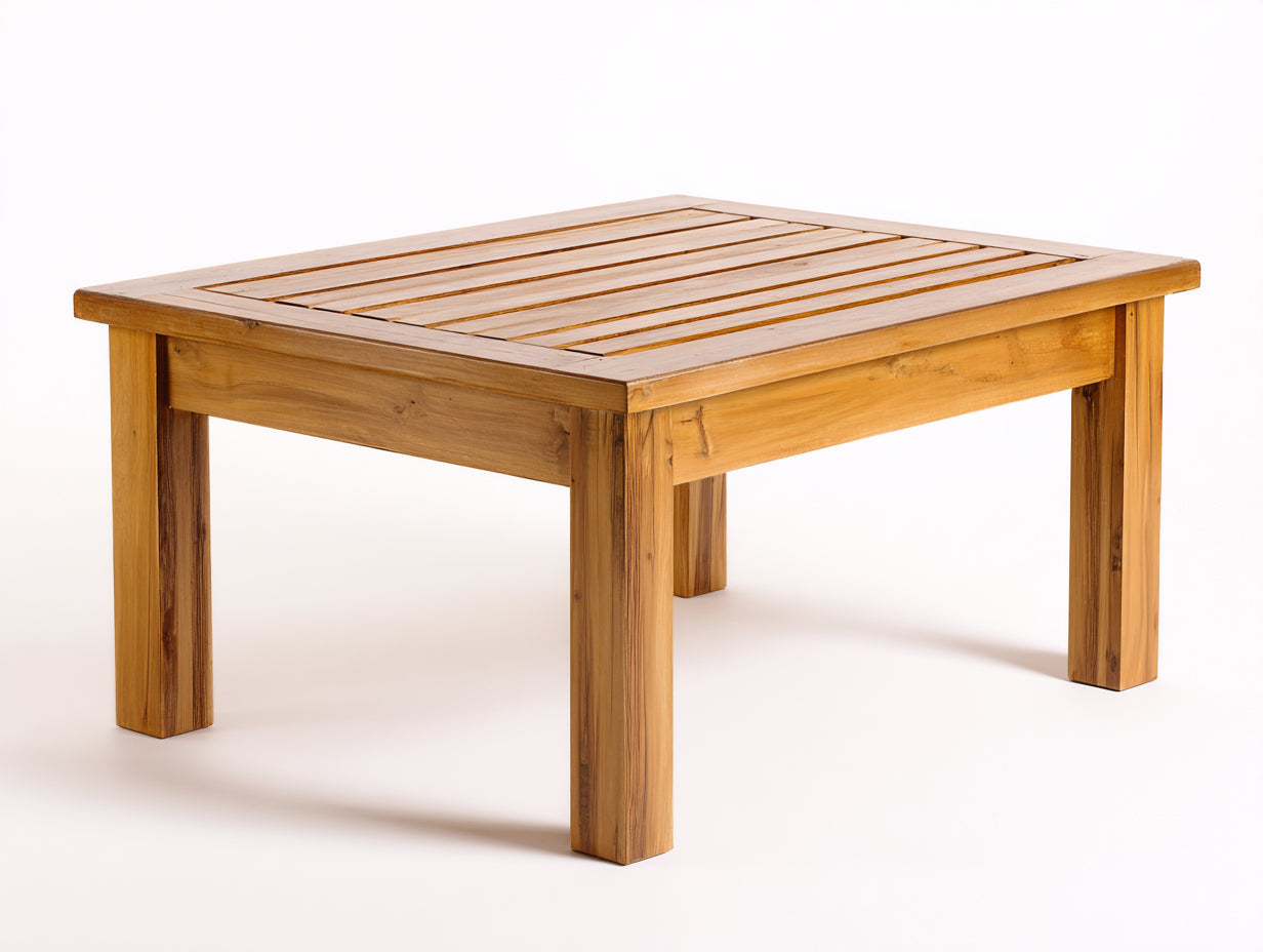 Mesas de jardín de madera 160x90x75 cm - madera natural - estilo rústico para terraza y jardín