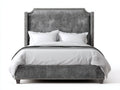 Camas dobles tapizadas 200x160x130 cm - gris oscuro - estilo clásico con cabecero alto