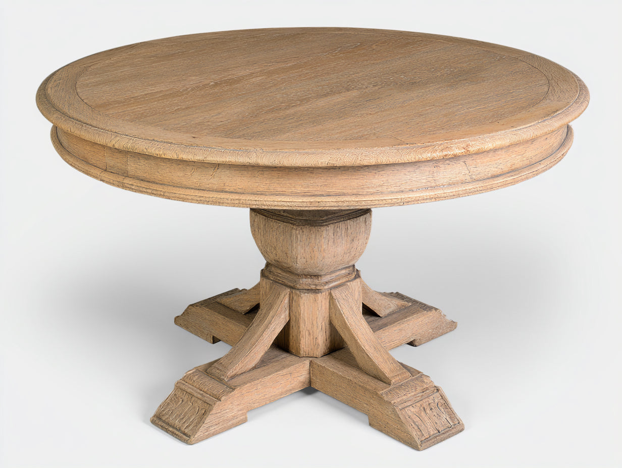 Mesas de jardín de madera 120x120x76 cm - madera natural - estilo rústico con tablero redondo
