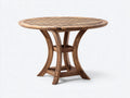 Mesas de jardín de madera 120x120x75 cm - marrón madera - tablero redondo con patas curvas