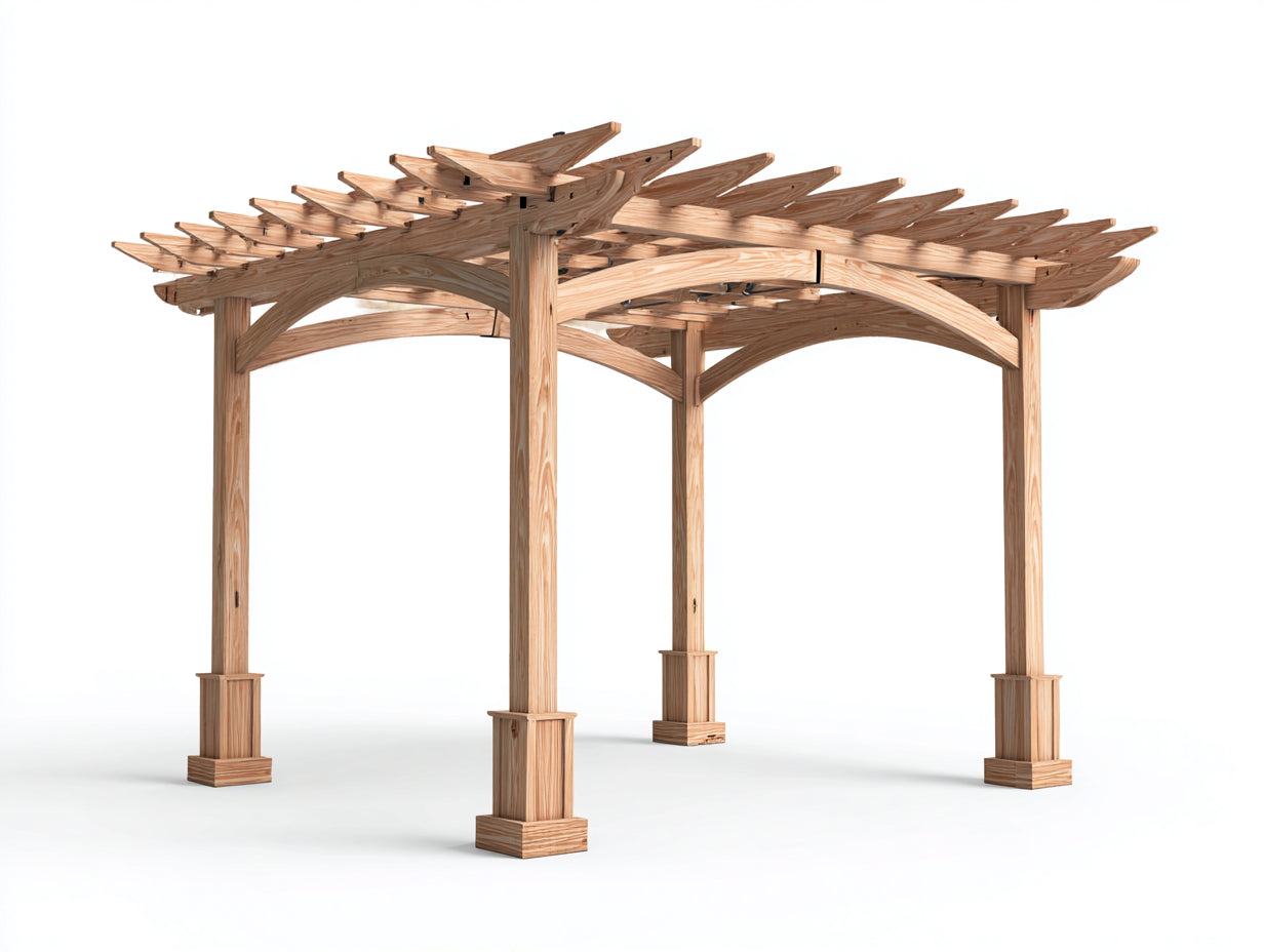 Pérgola de jardín de madera maciza 300x300x250 cm - Madera natural - Diseño abierto con techo de lamas para terraza