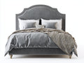 Camas dobles con tapizado en terciopelo 218x175x150 cm - Gris oscuro y dorado - Diseño clásico con cabecero alto