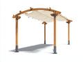 Pérgola de jardín de madera maciza 400x300x250 cm - Madera natural y crema - Diseño curvado con toldo para terraza