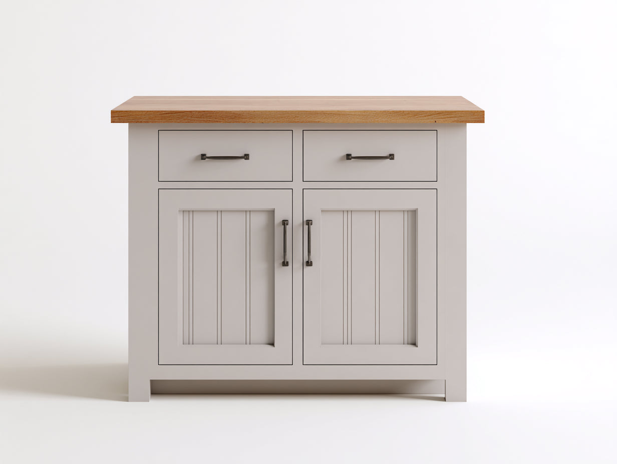 Aparadores de madera 100x40x90 cm - gris claro y madera natural - estilo moderno con 2 cajones