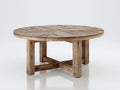 Mesas de jardín de madera 130x130x76 cm marrón natural redonda para exterior estilo rústico