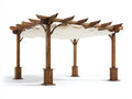 Pérgola de jardín de madera 400x300x250 cm - madera natural y blanco - cubierta de tela