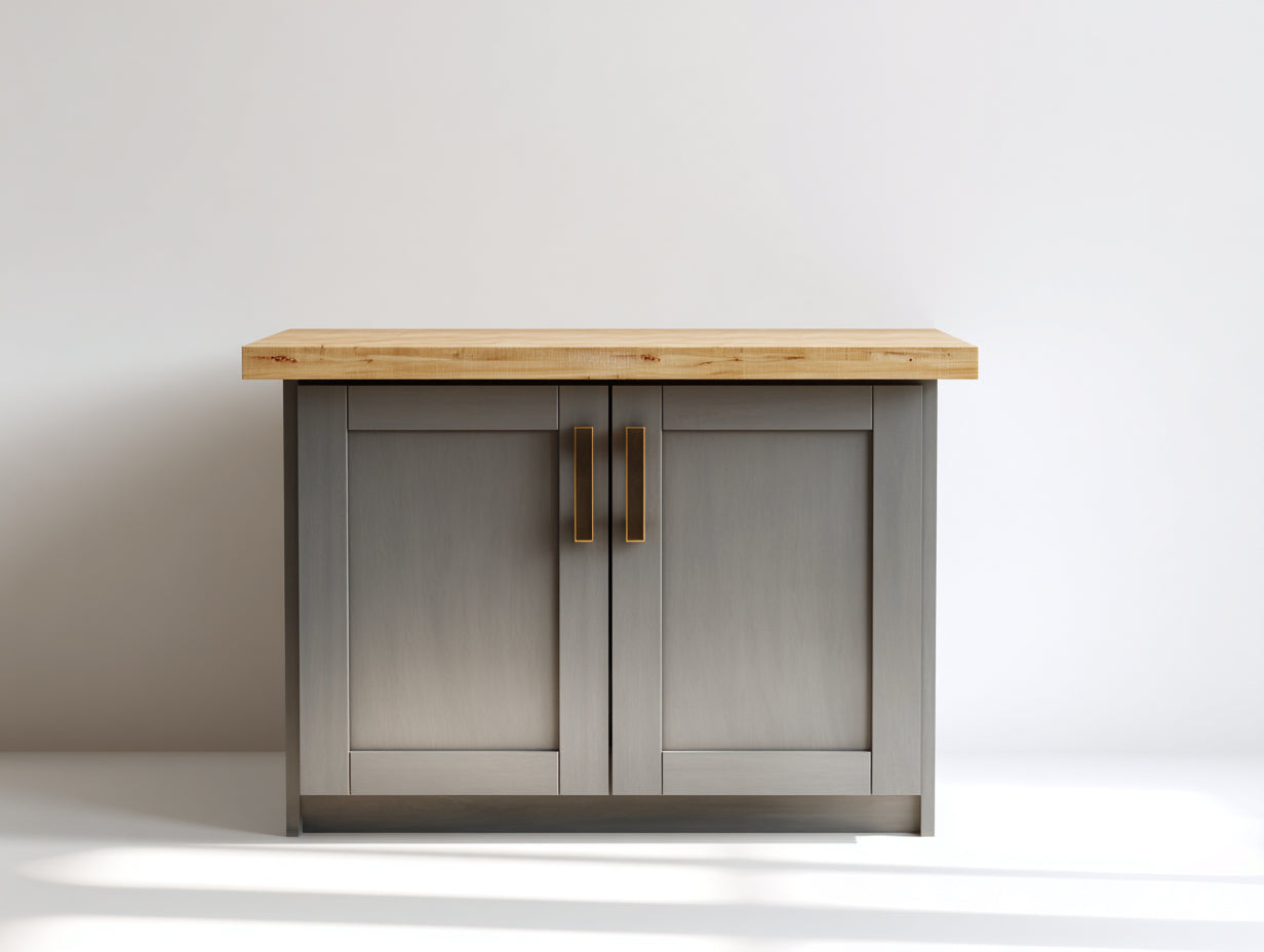 Aparadores de madera 115x40x88 cm - gris y roble natural - con 2 puertas para salón