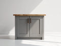Aparadores de madera 95x40x82 cm - gris cálido y madera natural - estilo rústico para comedor con 2 puertas