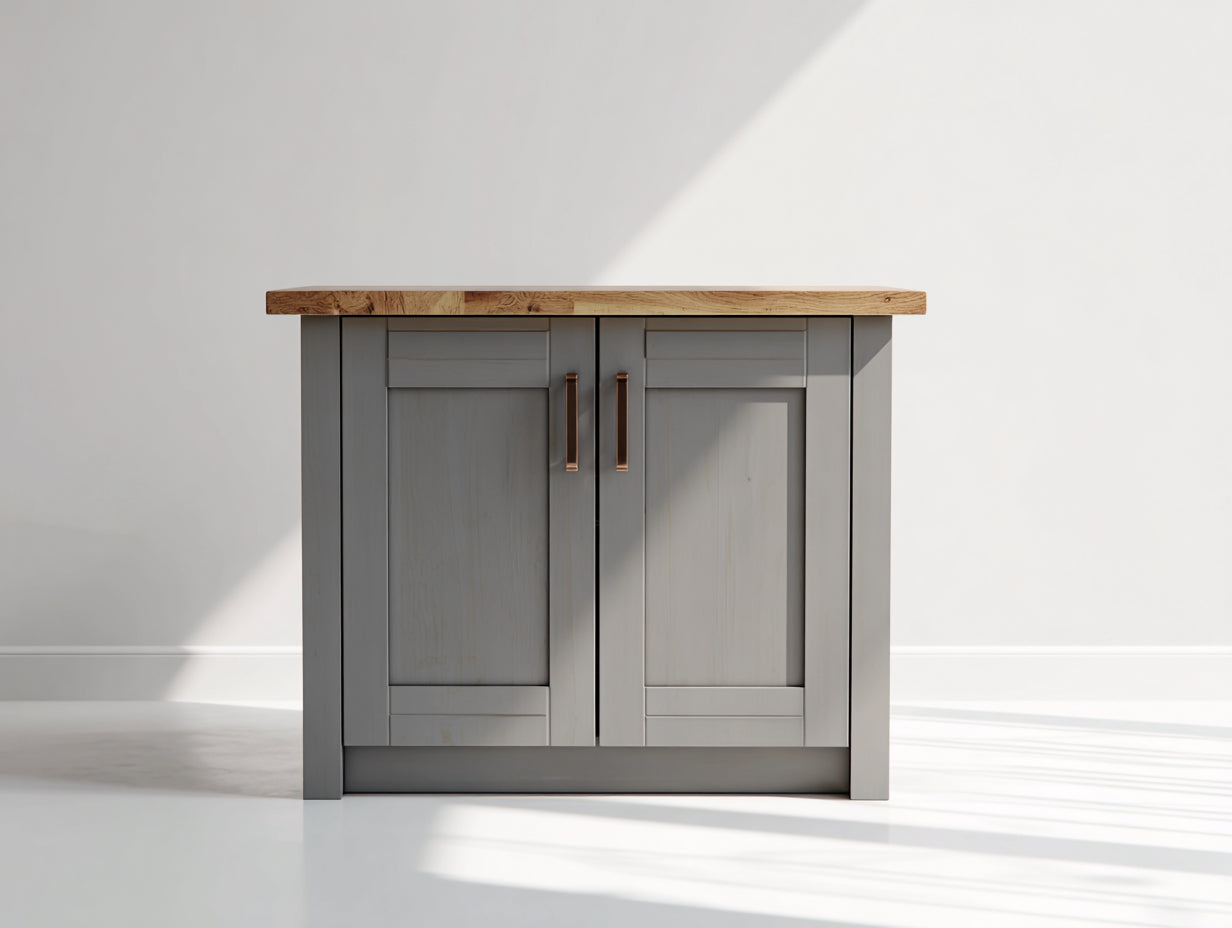 Aparadores de madera 95x40x82 cm - gris cálido y madera natural - estilo rústico para comedor con 2 puertas
